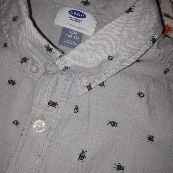 OLD NAVY bug print kid's Oxford shirt size LG - Picture 2 of 2